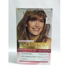 Coloration triple soin excellence crème 7.1 blond cendré . l&rsquo;oréal