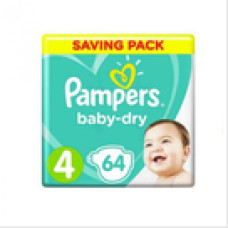 Couches pampers baby dry taille 4 maxi (9-18kg) 64u