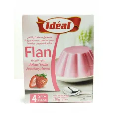 Préparation en poudre pour flan arôme fraise 50g idéal Préparation en poudre pour flan arôme fraise 50g idéal