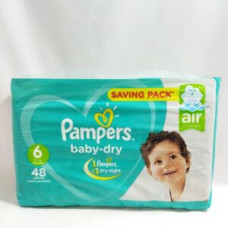 Couches pampers baby dry taille 6 extra large (13+kg) 48u
