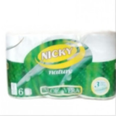 Papier hygiénique nicky nature aloe vera 3ply 6u