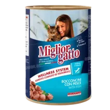 Pate chat bouchees au de poisson miglior gatto 405g